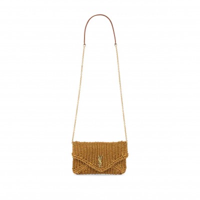 YSL CASSANDRE SMALL CHAIN POUCH IN RAFFIA 819271 (19*12*3cm)